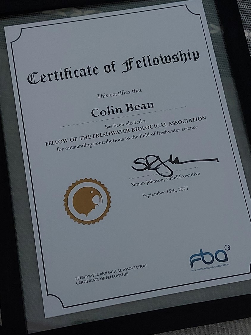 Many congratulations to  <a href="/ProfColinBean/">Colin Bean</a>  on his election as a fellow of the Freshwater Biological Association in recognition of his outstanding contributions to freshwater science over the last 3 decades gla.ac.uk/researchinstit…  <a href="/sceneUofG/">SCENE</a> <a href="/GlasgowUniFish/">Glasgow Fish Biology</a> @IBAHCM