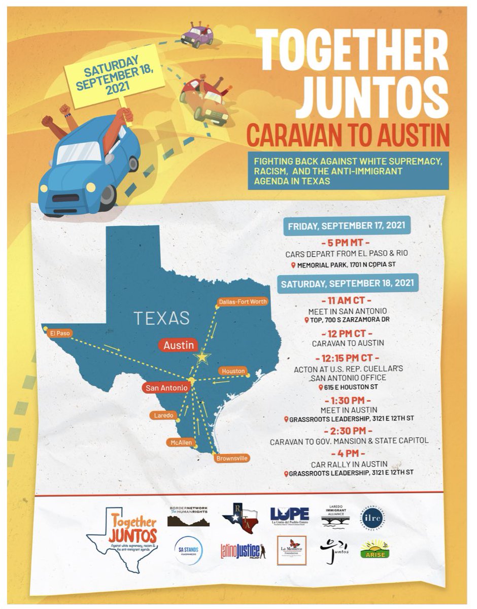Vamos en rumba! <a href="/JulioAcosta85/">Julio Acosta</a> @NTxPeaceAdv <a href="/TexasRITA/">Reform Immigration for Texas Alliance</a> <a href="/border_human/">Border Network for Human Rights (BNHR)</a>
<a href="/LUPE_rgv/">La Unión del Pueblo Entero</a>
@latinojustice
<a href="/TXOrgProject/">Texas Organizing Project</a>
<a href="/laredoimmialli/">laredoimmigrantalliance</a>
<a href="/the_ILRC/">Immigrant Legal Resource Center (ARCHIVED)</a>
<a href="/SA_Stands/">SA Stands</a>
@LaMonarcaFound1
<a href="/ACLUTx/">ACLU of Texas</a>
<a href="/LasAmericasIAC/">Las Americas Immigrant Advocacy Center</a>
<a href="/ecolatinodfw/">Eco Latino Community Radio</a> @FIREHotlineDFW <a href="/WitnessBorder/">Witness At The Border</a>     #NorthTexas   #TogetherJuntosTX