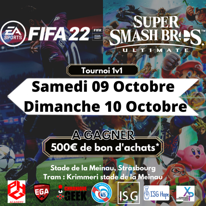 Meinau_Gaming's tweet photo. Meinau Gaming 👇! 

Salon des trophées du stade de la Meinau à Strasbourg ! 🏆

64 Joueurs pour la sortie de FiFa 22 ⚽️
96 Joueurs sur Super Smash Bros Ultimate 👁️
500 € de bon d'achat pour les 2 tournois répartis dans le top 3 🥇🥈🥉

Inscription sur smash gg : ⬇️⬇️⬇️ https://t.co/XEl9e5k0bu