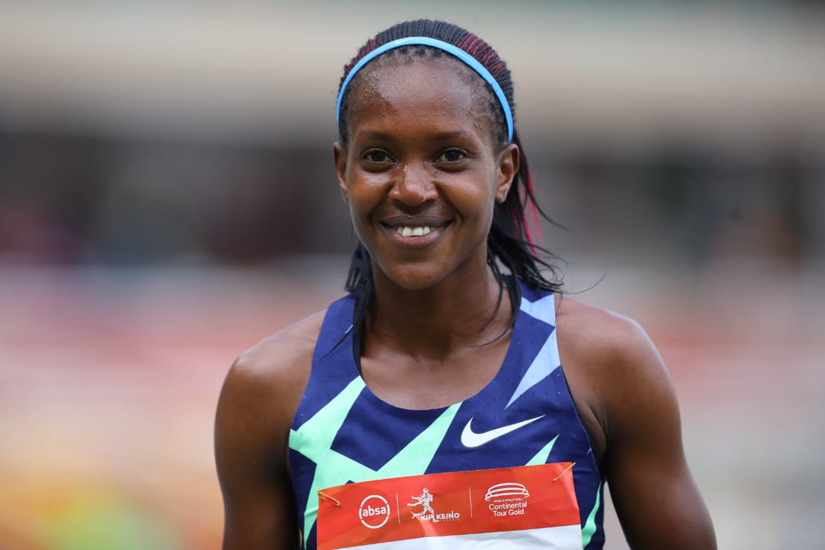 SafaricomPLC's tweet photo. Let's hear it for Olympic gold medalist Faith Kipyegon - winner of the 1500m Women's final @KipKeinoClassic   🔥
Another record for the champ 🥳 #GoForGoldGoBeyond #SafaricomAthletics #TwendeTukiuke https://t.co/1A06sIvrEy