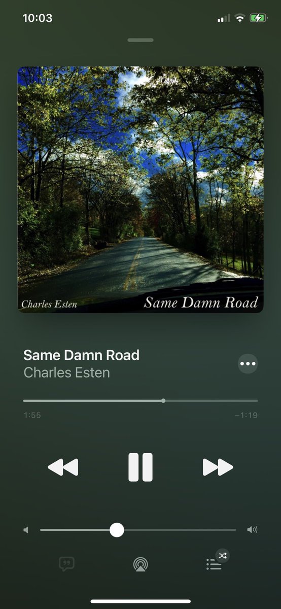 Allyallpgh's tweet image. First song that came up on my morning mix.  I’ll be traveling the same damn road to my happy place in a few hours to see ⁦@CharlesEsten⁩ and my #Nashie friends ⁦@FranklinTheatr⁩. I’m smiling like a dog at a butcher shop just thinking about it!