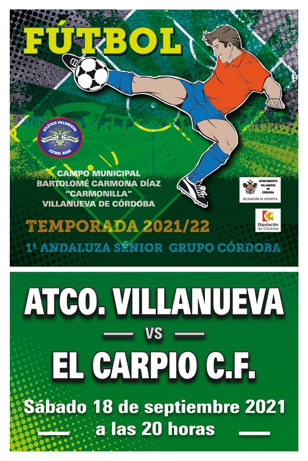 elfutbolin1's tweet photo. Dentro de unas horas ARRANCA LA PRIMERA ANDALUZA con el partido que inagurara la 2021/2022 entre el Atlético Vva y El Carpio CF a las 20 horas en el "Carmonilla"!! 

Durante su descanso se sorteará un chaldal donado por el club entre tod@s aquell@s participantes en la rifa!! https://t.co/jrrWYjFt8s