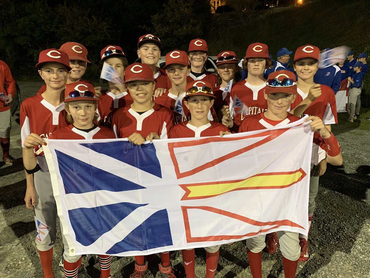 CapsU13AAA's tweet photo. Thanks to Cape St. Francis MHA @wall_joedy for the support by donating NL pins and flags for the team at the Opening Ceremonies @Baseball_Atl 

Also, thanks for coming down to support the kids today against NB. https://t.co/K8OwldXKTq