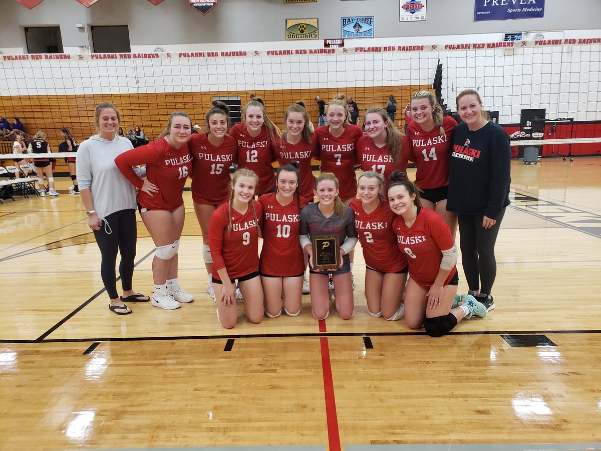 Your 2021 Pulaski Varsity Volleyball Invitational CHAMPIONS! Congratulations @redraidervball ! #raiderstrong