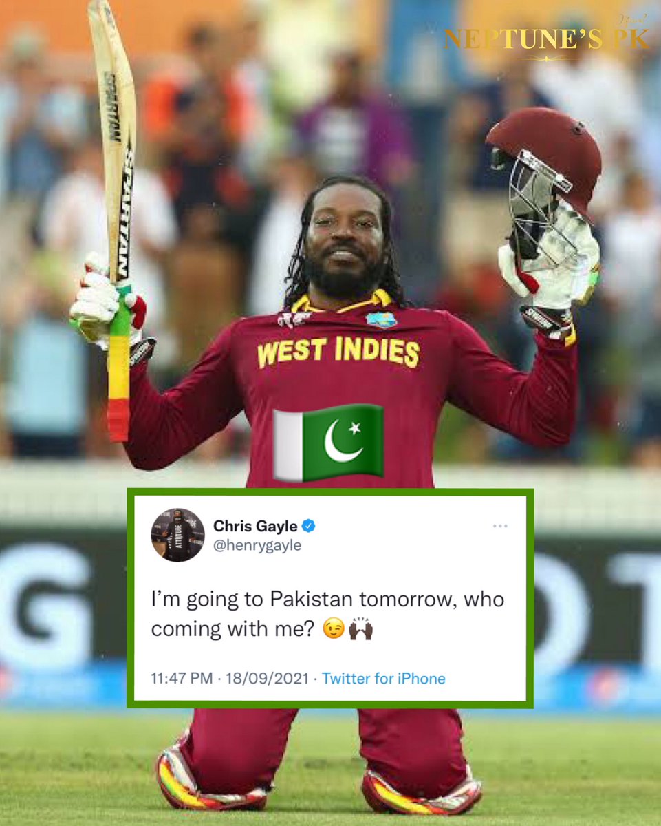 Chris Gayle to visit Pakistan tomorrow after cancellation of New Zealand tour, Pakistan cricketers welcome Gayle's decision 😍😍😍

#ChrisGayle the true Universal boss. ❤️

#PakistanZindabad 🇵🇰
#WelcomeGayle