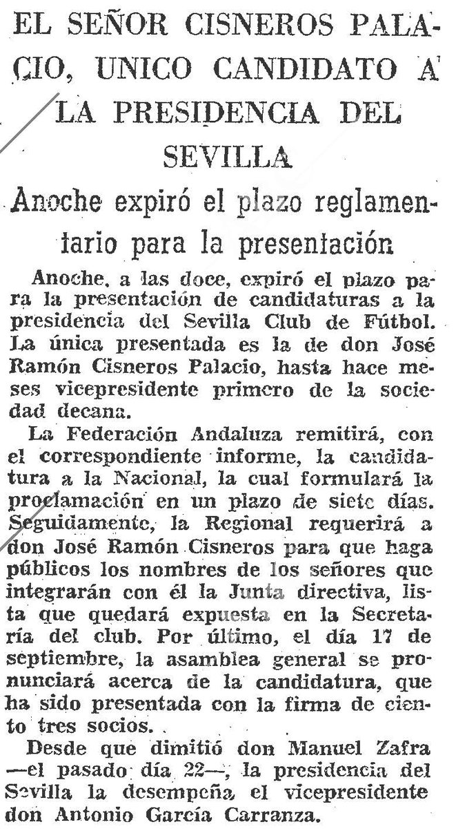 pedrojosesendra's tweet photo. Tal día como ayer un 17 de septiembre, 53 años atrás, accedía a la presidencia del @SevillaFC en una "Junta General Extraordinaria de carácter electoral" D. José Ramón Cisneros Palacios.
Eran tiempos en los que las presidencias se ofrecían, no se peleaban. https://t.co/QS5JMXYJ8E
