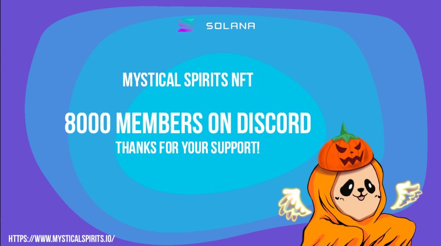 SpiritsMystical's tweet photo. Thank you all so much for this amazing community. 🙏🙏 We're grateful for every single one of you. Let's get to 10k!!!
#Solana #SolanaNFT #SolanaSummer #MysticalSpiritsNFT #MysticalSpirits #SolanaSaturday #SolanaNFTs #solanaszn #MemeContest #ToTheMoon https://t.co/oEPocqpgaH