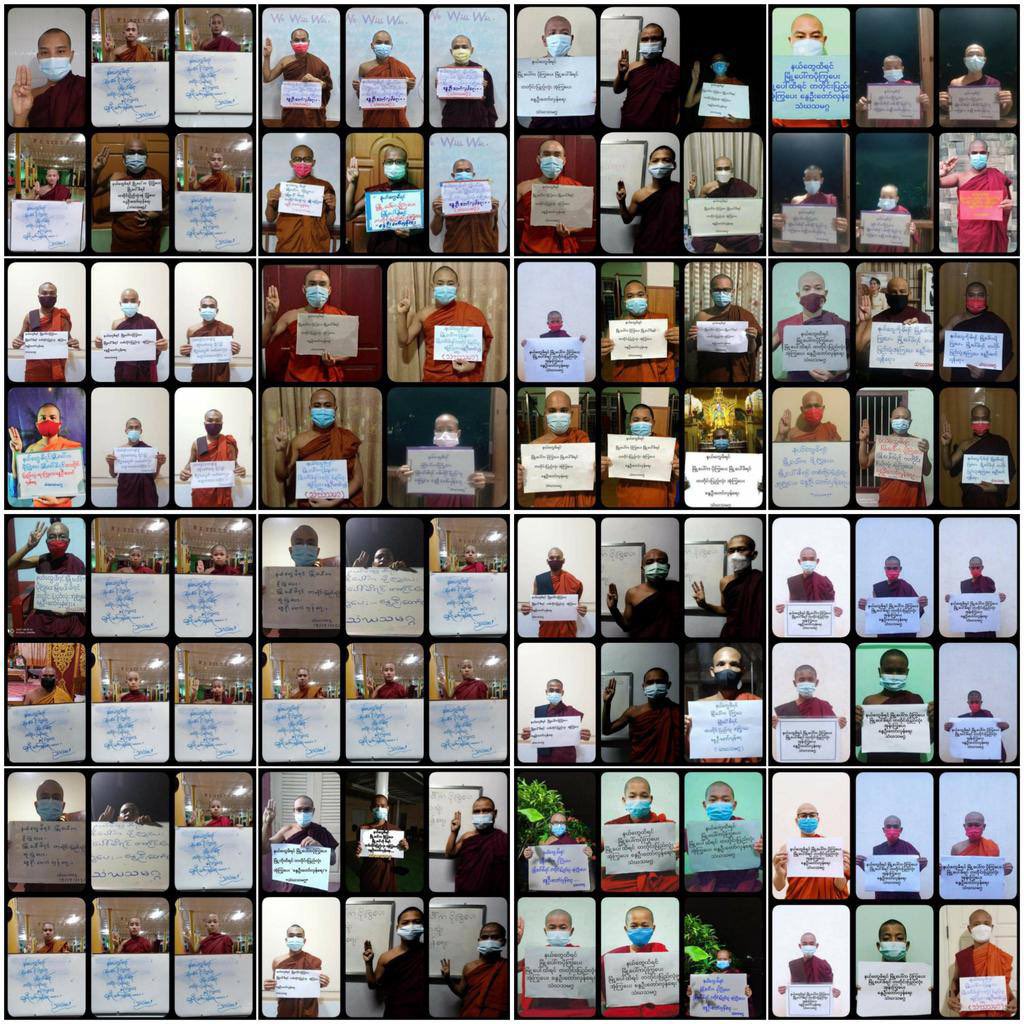 Every night, non-self-proclaimed monks have been reciting the Metta Sutta and the Mawra Sutta for Democracy and the Homeless. #WarCrimesOfJunta #Sep18Coup  #WhatsHappeningInMyanmar