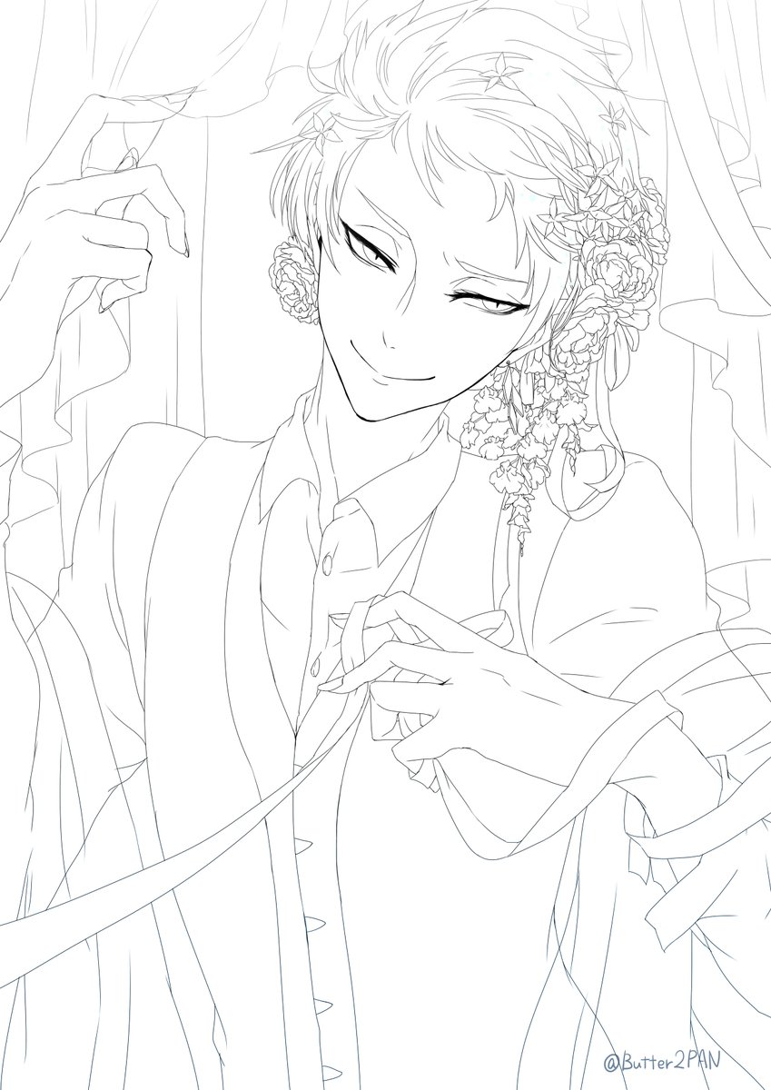 #皆さん線画と塗った後を見せてください
( っ'-' )╮シュッ≡■シュッ≡■ 