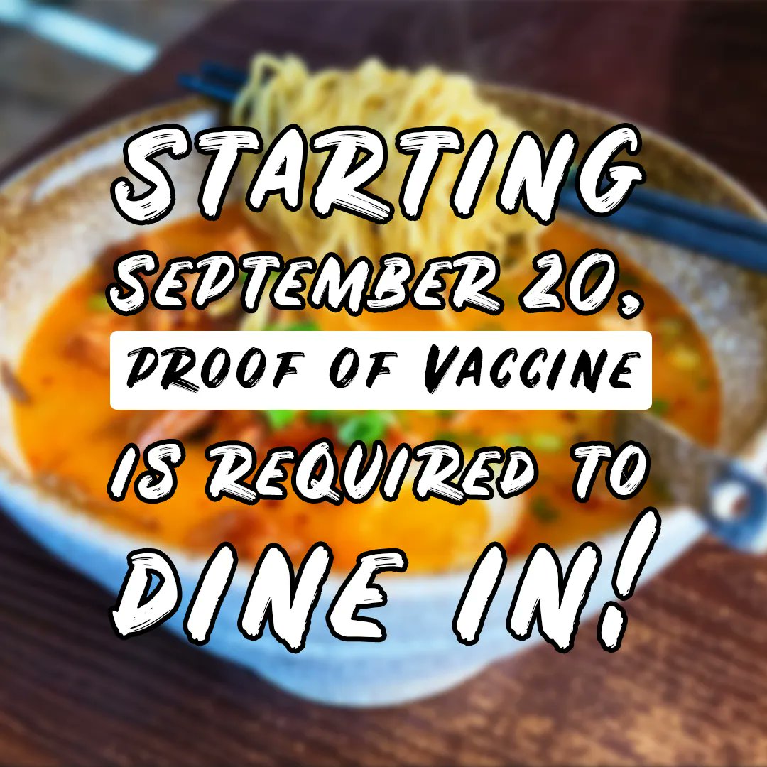 As of September 20, Kazoku Ramen will be participating in the Restrictions Exemption Program. This means we will require a proof of vaccination or proof of a negative PCR or rapid test within 72 hours of service from all dine-in guests over the age of 12. #yeg #yegfood #yegramen