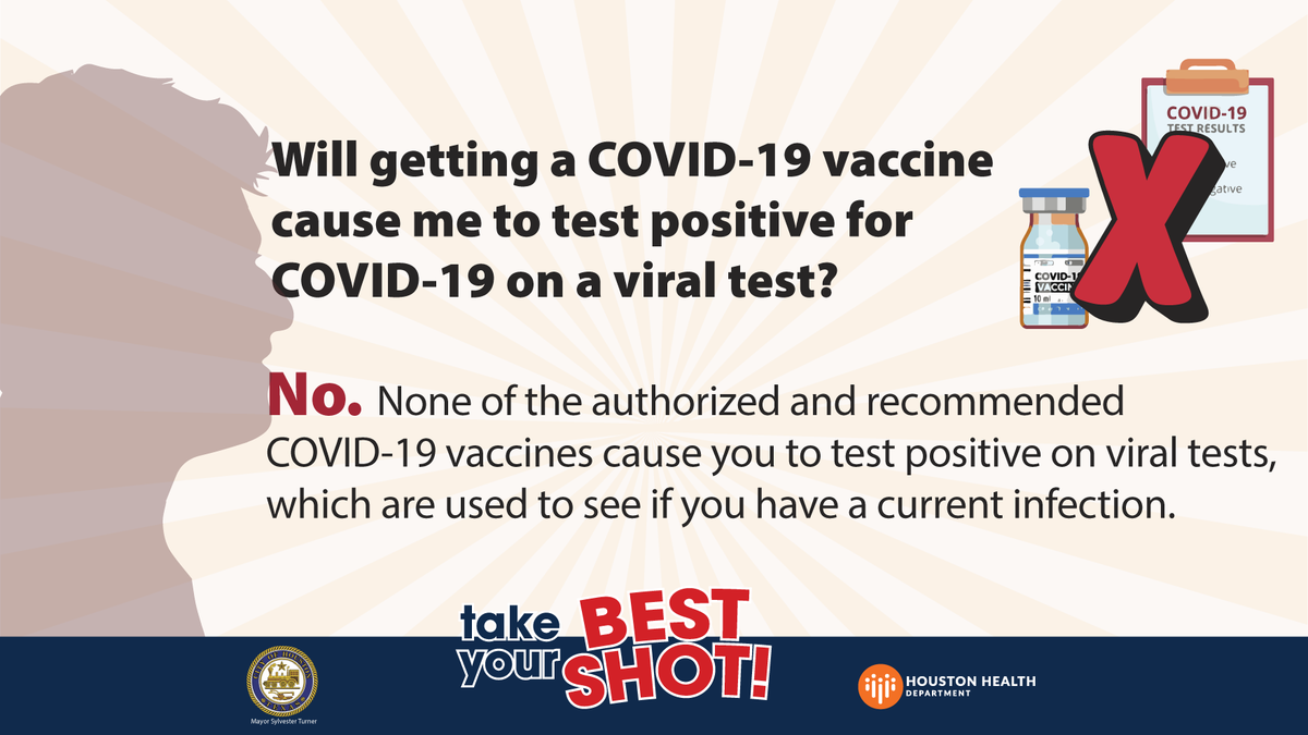 Houston Health Dept On Twitter Q Will Getting A Covid 19 Vaccine Cause Me To Test Positive For Covid 19 On A Viral Test A No Getting Vaccinated With An Approved Vaccine Can T Make