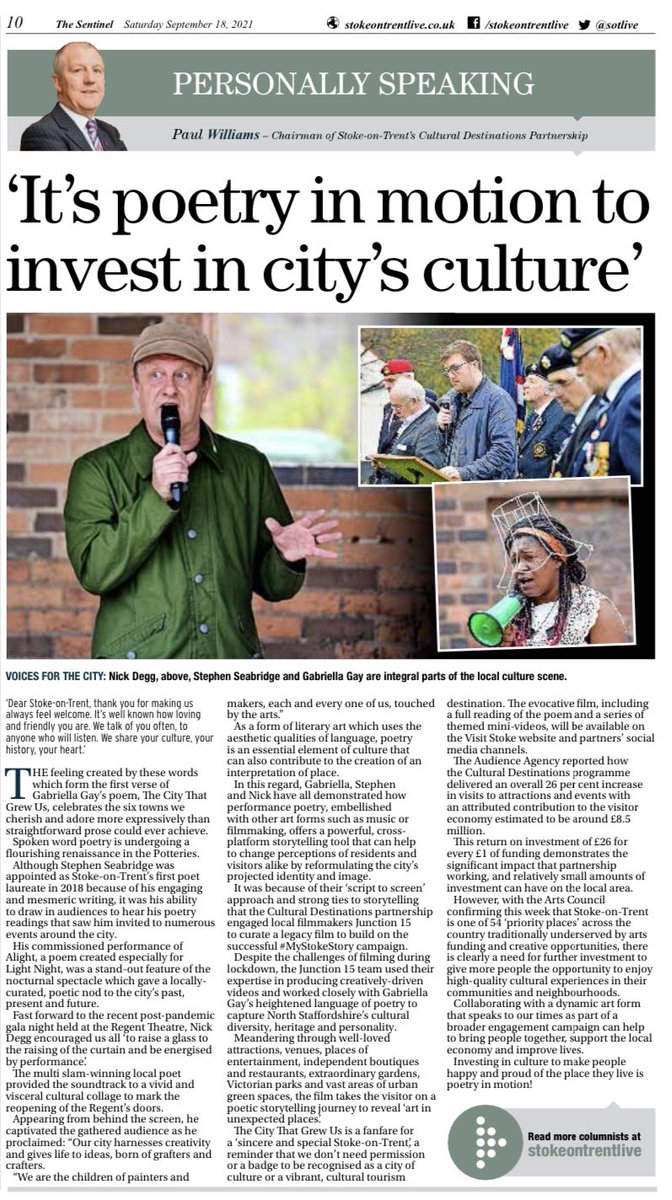 ‘Dear Stoke-on-Trent, thank you for making us always feel welcome. It’s well known how loving and friendly you are. We talk of you often, to anyone who will listen. We share your culture, your history, your heart.’

#TheCityThatGrewUs
#MyStokeStory