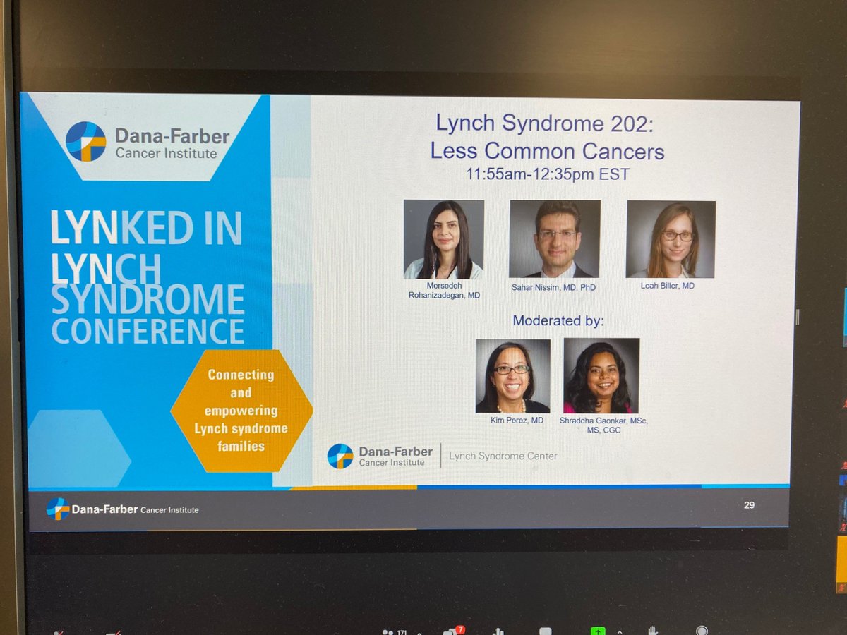 MattYurgelun's tweet photo. We're getting more into the "nitty gritty" with #LynchSyndrome 202 at our #LYNKEDIN2021 conferece @LeahBillerMD @SaharNissim @myfoodsquare https://t.co/0Cz3c4yyeM