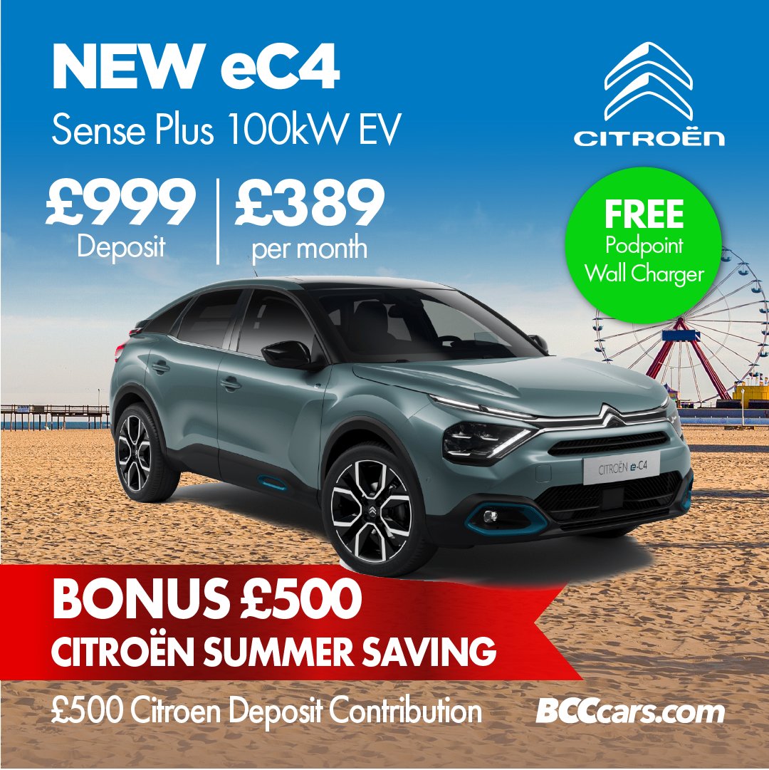 Bonus Summer Saving with BCC! All-new Citroen offers with up to £500 bonus savings, free deposit contributions and low monthly payments .

New eC4 Sense Plus for only £389 per month!

Click for full details 👇 
buff.ly/2VKFKJE

BCC | Trusted for over 40 years