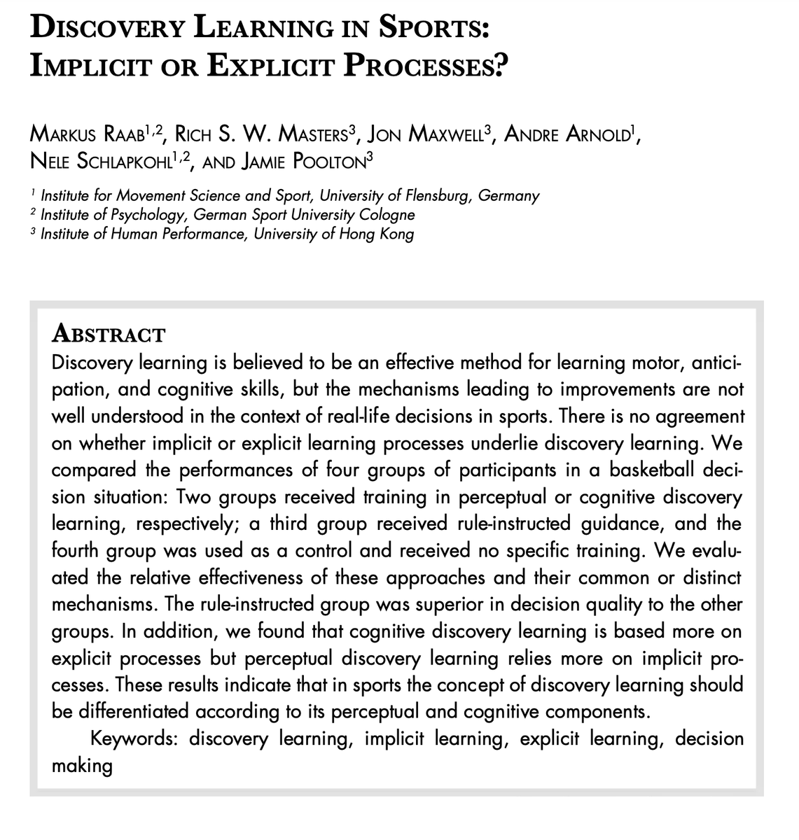 Discovery learning v rule instructed guidance in sport
"The rule-instructed group was superior in decision quality to the other groups"
Paper has some interesting other conclusions.
Coach along the continuum of teaching styles...
@AlphaRugbyCoach <a href="/SiNainby/">Simon Nainby</a> <a href="/Doug_Lemov/">Doug Lemov</a> <a href="/C_Hendrick/">Carl Hendrick</a>