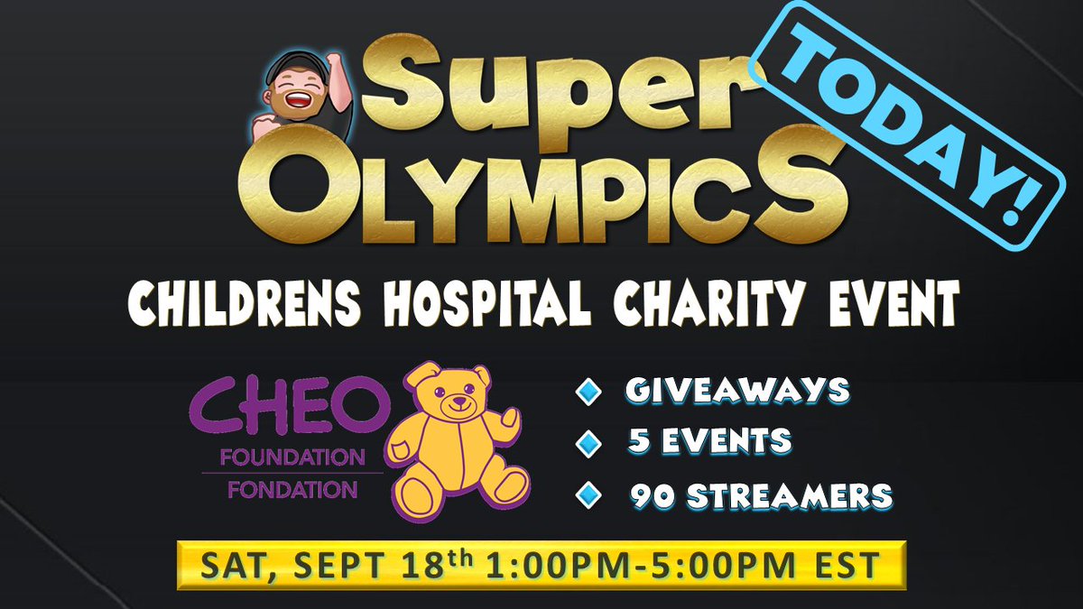 doitforcrew's tweet image. ⭐SUPER OLYMPICS⭐
CHEO Children's Hospital Charity event 

🔹Giveaways 
🔹Competing streamers Streamers
🔹!cheo for donations

💖LIVE NOW 💖 twitch.tv/supermurgantro…