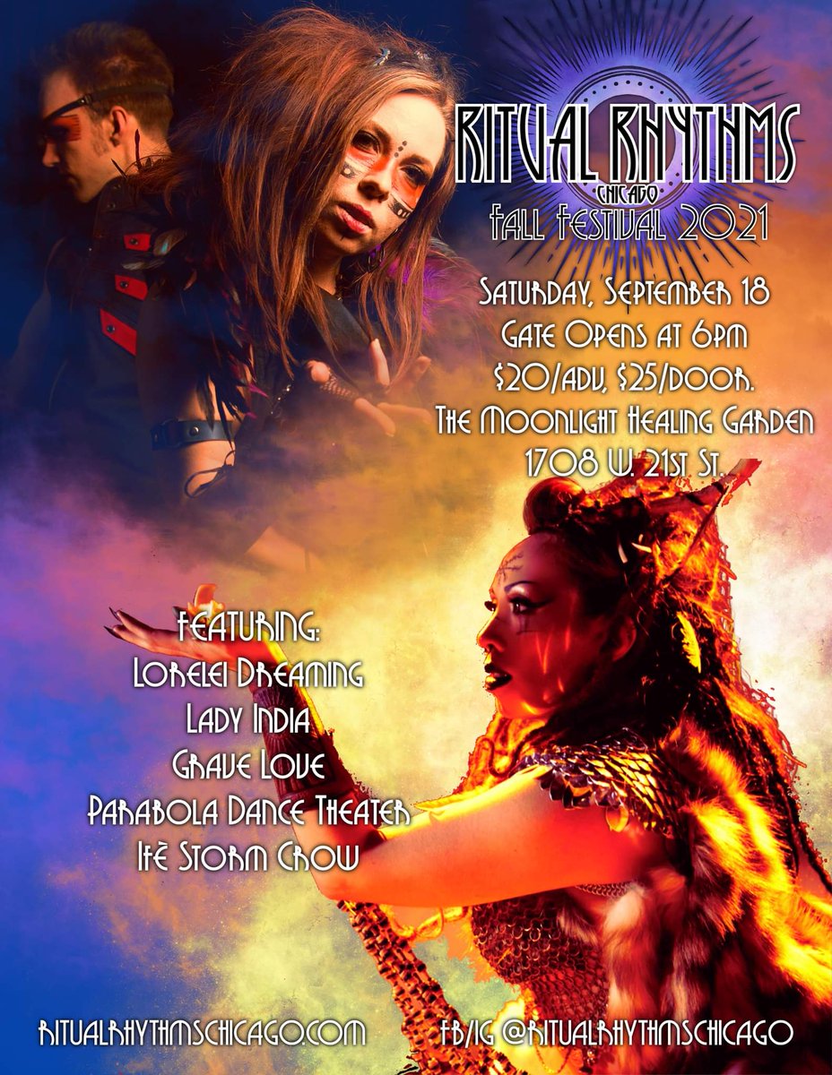 Tonight!!! We hit the stage for the first time in a looooong time, and can't wait to see you! @ritualrhythmschicago 's Fall Festival at the Moonlight Heading Garden in Pilsen at 1708 W. 21st St from 6pm-11pm, we are on around 9 🤘