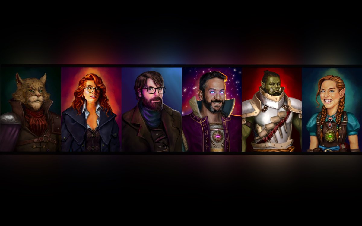 carlos_hurtado's tweet photo. My super unofficial @thedungeonrun computer wallpaper with all the cast @kjackvo @jessicaparsons @MorganPeteBrown @jeffcannata @therealrogden @thekatiemichels . #thedungeonrun #ttrpg #fanart #dnd #dndshow #wallpaper #humankindbeboth https://t.co/dRC0QNYgeJ