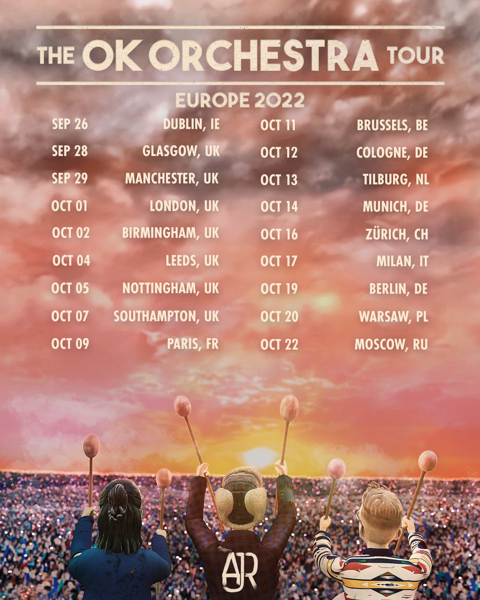 AJRBrothers's tweet photo. Europe shows and new US dates. Presale starts next week let’s gooo https://t.co/YXoUVUEjpz