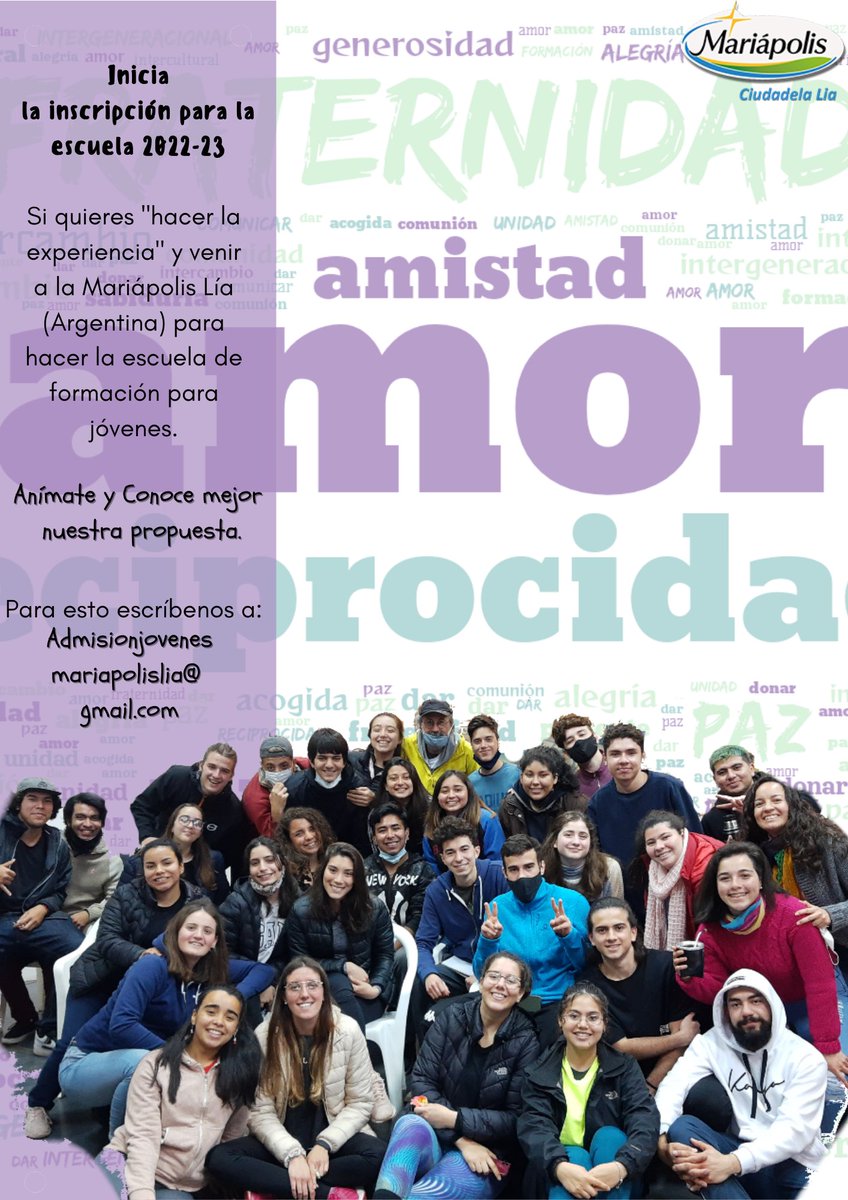 MariapolisLia's tweet photo. Comienzan las inscripciones para la escuela de jóvenes en la Mariápolis!! https://t.co/as8pzinLMS