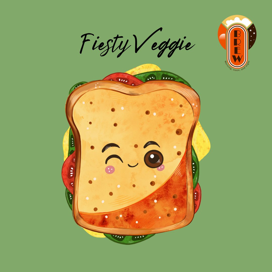 Our Feisty Veggie sandwich has all the fixings: Pepper Jack cheese, Pesto, Feisty Feta, Onion, Power Greens, Tomato, and Avocado. Served on Old Mission Multigrain Bun!