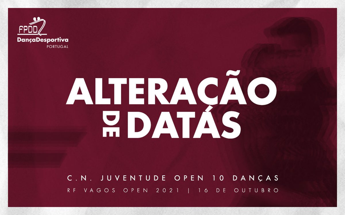fpdd_oficial's tweet photo. As seguintes provas do escalão Juventude Open foram re-agendadas:

. Campeonato Nacional Juventude Open 10 Danças
. 4.º Circuito Nacional Juventude Open Latinas e Standard
 
Para mais informações consulte o link que se segue:
https://t.co/A0kFyzaZhh https://t.co/39VqVLJNlv