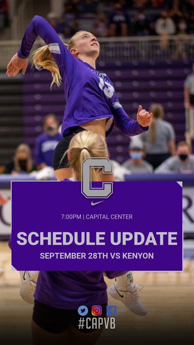 CapVolleyball's tweet image. See you back in the Cap Center on 9/21 vs Wooster! #CapVB # CapFam