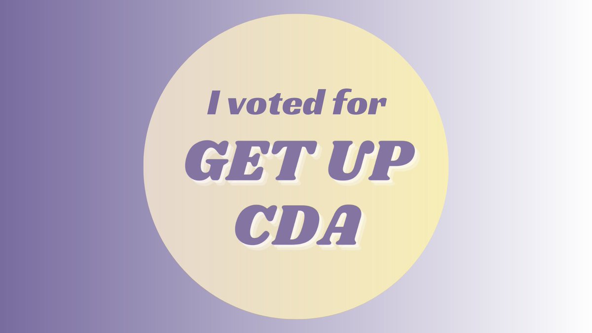 GetUpCDA's tweet photo. Have you voted for #GetUpCDA yet??
P-H-E-N-O-M-E-N-A-L!
Show your support using this cute "I Voted" button! Tweet this out, post on Insta, post wherever you like, and share why you have joined the movement!
These buttons & other materials are in our digital toolkit in our bio! https://t.co/SCI7dXEE7P