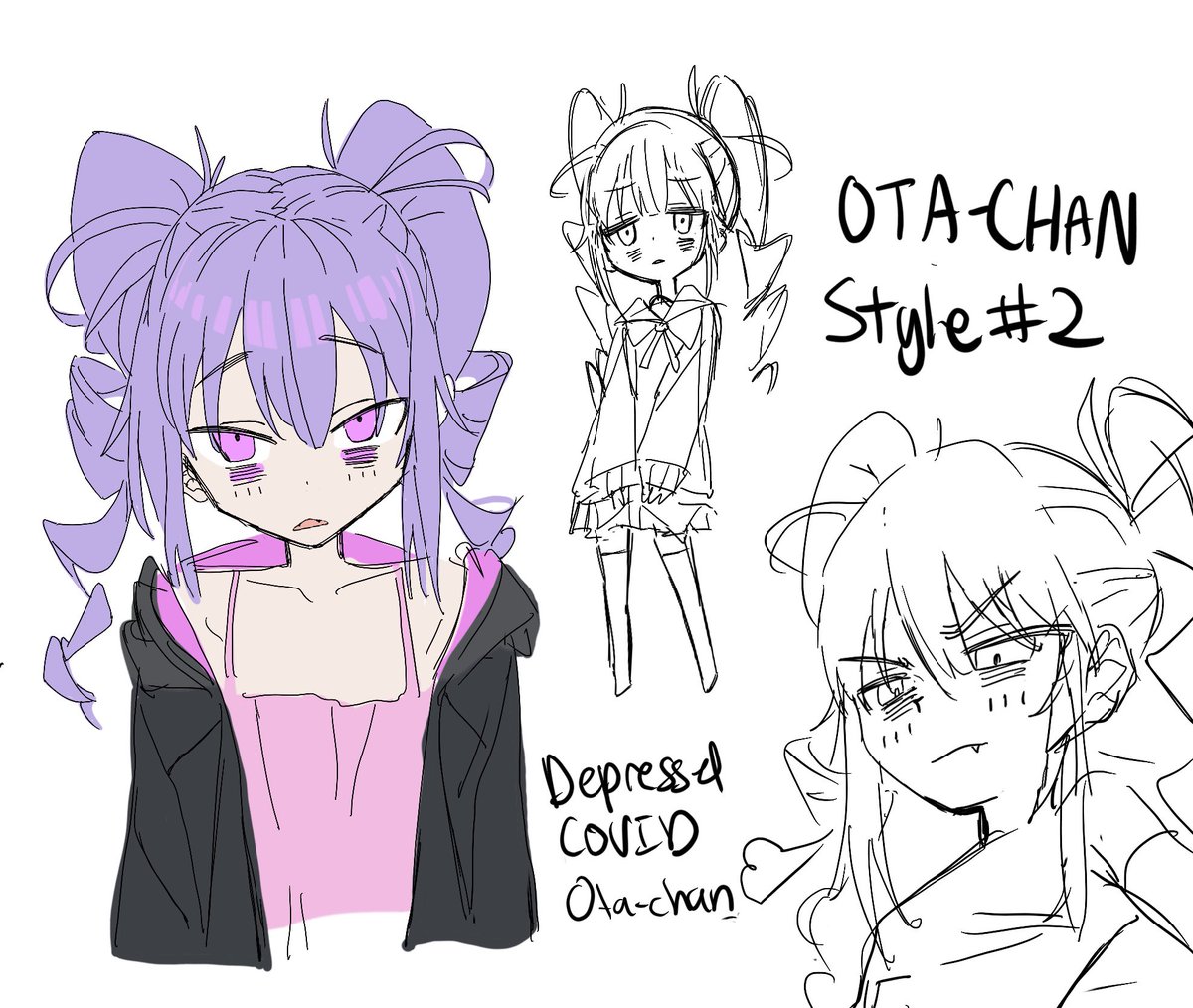More concept sketches for ota-chan 

#イラスト #anime 