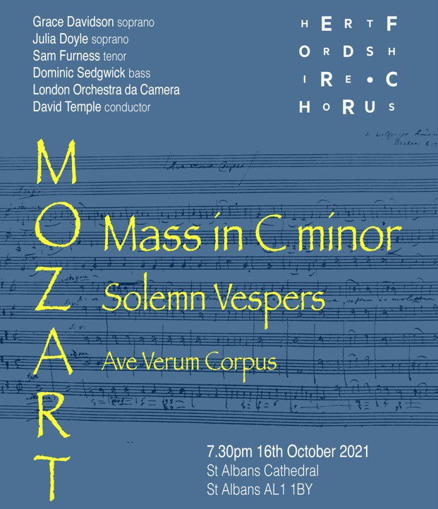 Hertfordshire Chorus (@hertschorus) on Twitter photo Just a reminder that there’s only four weeks until we return to <a href="/StAlbansCath/">St Albans Cathedral</a> for our all-Mozart concert!
Click here for tickets hertfordshirechorus.org.uk/tickets/ Just a reminder that there’s only four weeks until we return to <a href="/StAlbansCath/">St Albans Cathedral</a> for our all-Mozart concert!
Click here for tickets hertfordshirechorus.org.uk/tickets/