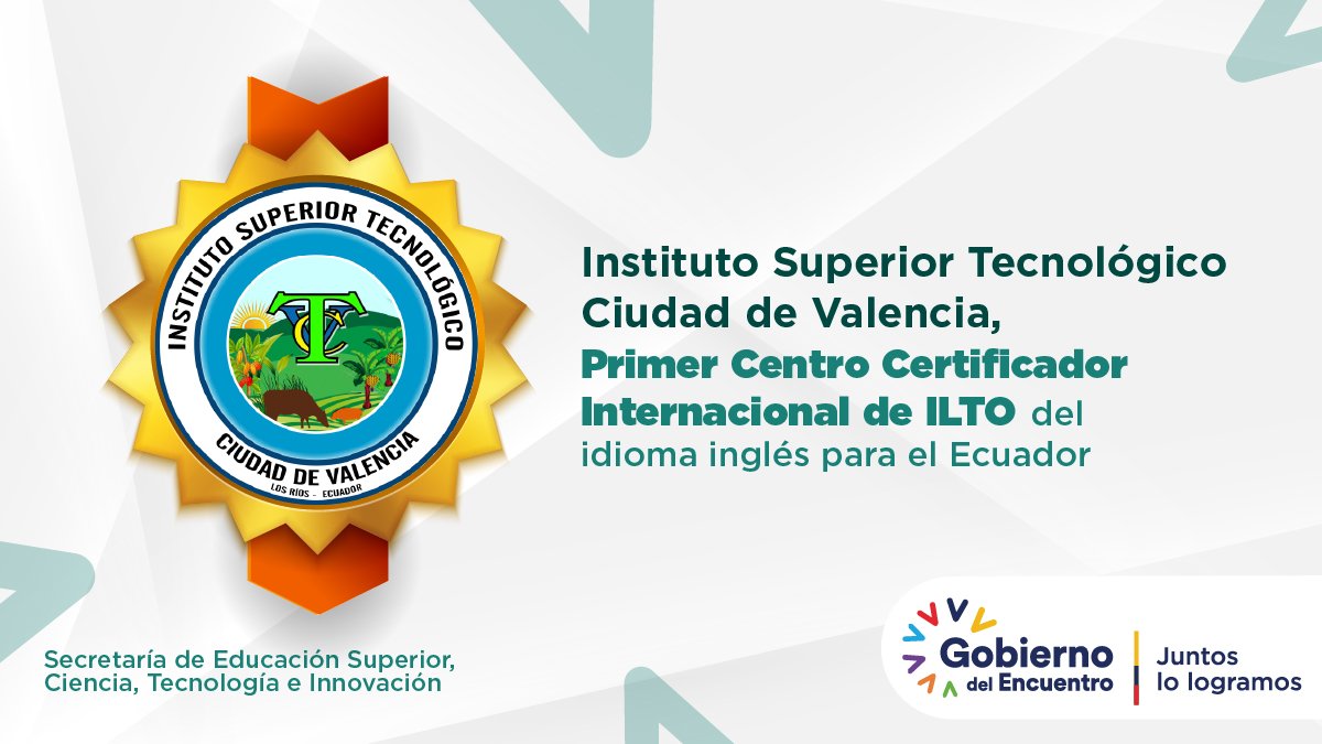 EduSuperiorEc's tweet image. Felicitamos al @ITS_VALENCIA que se ha constituido en el primer instituto técnico del Ecuador en recibir el Certificado Internacional Estandarizado TECS, de EE. UU, por medio del cual podrá evaluar y certificar competencias lingüísticas en el idioma inglés.

#ElCambioYaSeSiente