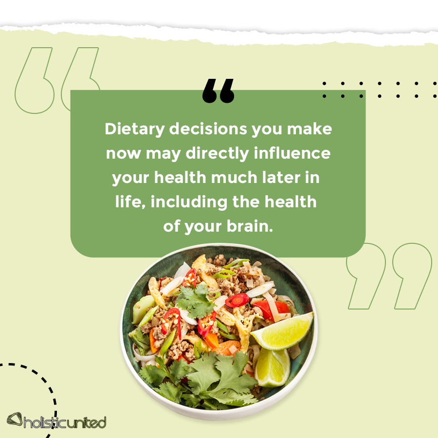 HolisticUnited's tweet photo. Dietary decisions you make now may directly influence your health much later in life. Including the health of your brain. #holisticunited #brain #health #trainwell #brainhealth #cognitive https://t.co/0oT4P5ZfTh https://t.co/5aO2ErUuvc