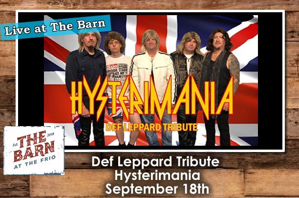 Hey guys, don't forget that tonight at 7pm, <a href="/TheBarnatFrio/">The Barn</a> has Hysterimania lined up to melt your face with some screaming good Def Leppard! C'mon out and Rock! Rock! (Til You Drop) tonight!! bit.ly/3Cnx4su #thingstodoinhouston #houstontonight #houstonnews #livemusic
