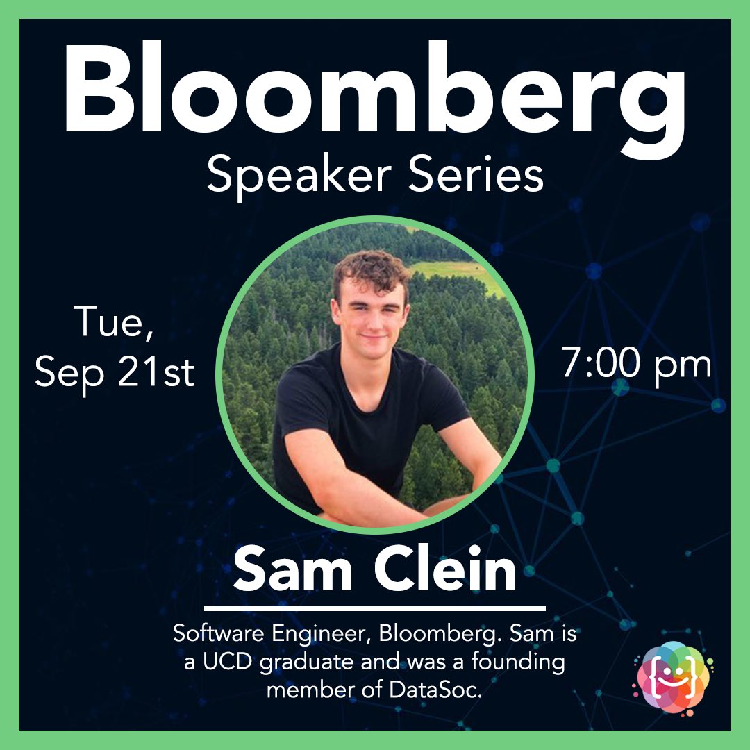 thedatasoc's tweet image. Our SPEAKER SERIES returns this Tuesday the 21st of September at 7PM 🤩 

Join us as we speak to Sam Clein, software engineer at Bloomberg, UCD graduate, and founding member of DataSoc! 🧑🏼‍💻 

Sign up 👉 forms.gle/cWnjmKm2y2kbVi…

#datasoc #datascience #bloomberg #softwareengineer