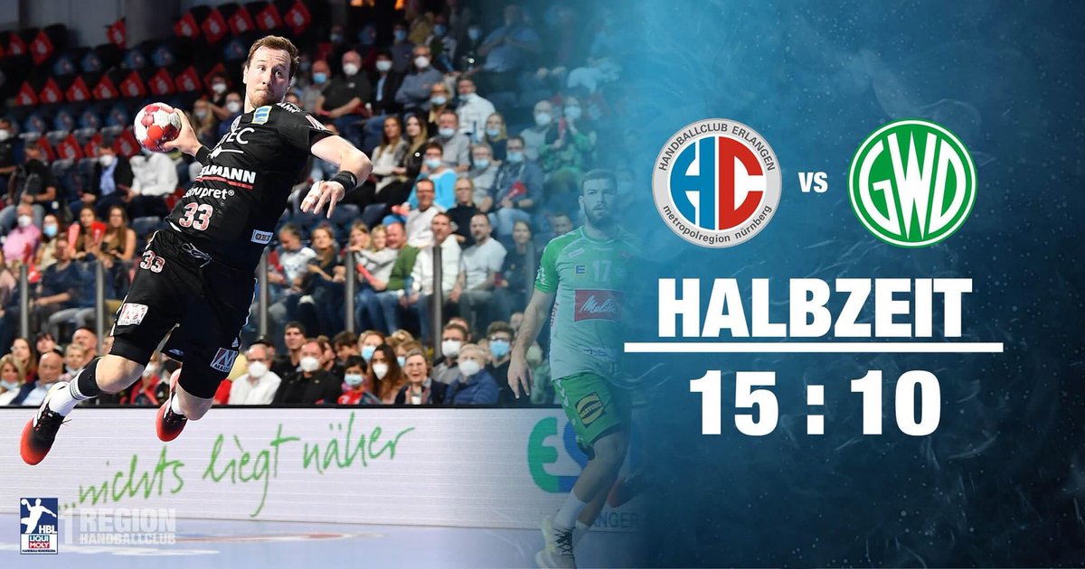 #Handball: Der HC Erlangen führt nach 30 Minuten mit 15:10 gegen @gwdminden. Daumen drücken für die zweite Halbzeit in der #ARENA 😀Weitere Infos: hc-Erlangen.de
