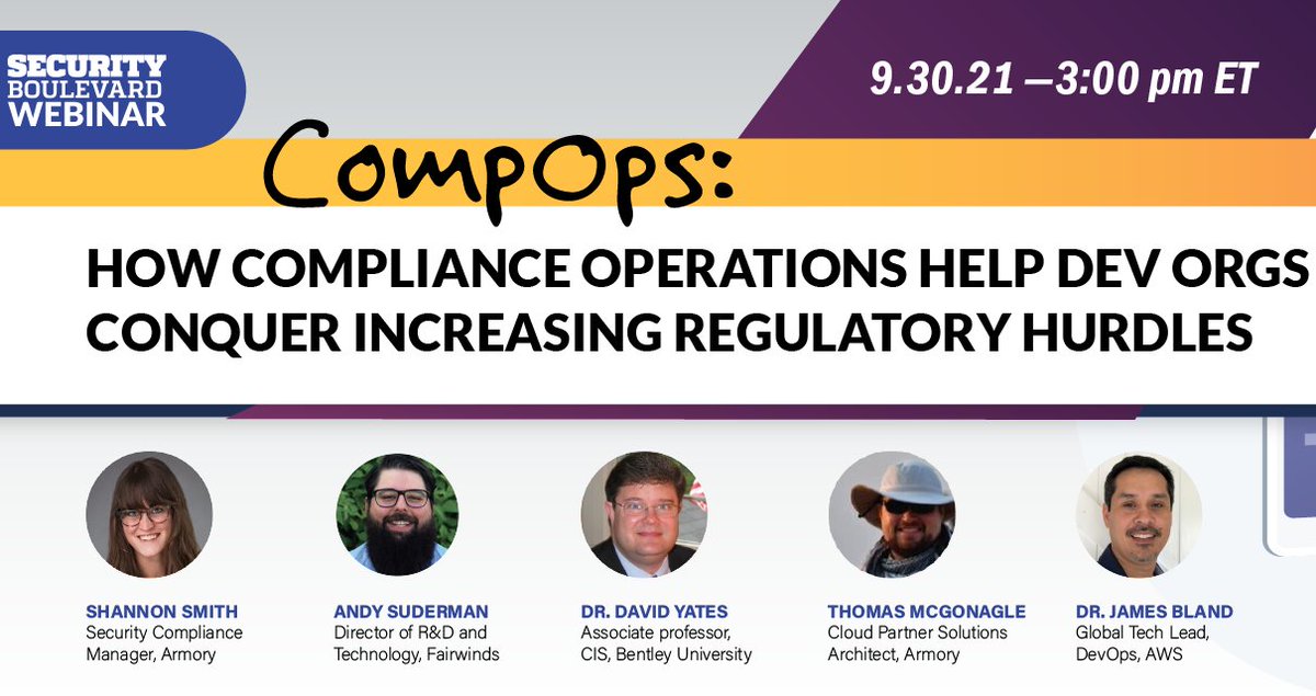 CloudArmory's tweet image. 🔜 Coming Sept 30

Learn how #CompOps can transform your organizational culture. Featuring voices from #AWS, @FairwindsOps, and Armory. 

You won't want to miss this.

Save your seat 🪑 bit.ly/3BrijEq