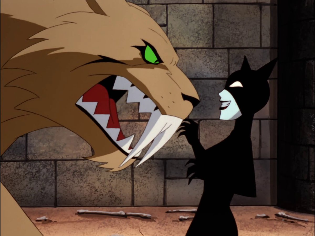 worldsfinest's tweet photo. The Batman: The Animated Series episode "Cult of the Cat" debuted on this day (Sept. 18) in 1998. One of the series' few sidekick-less episodes, Batman and Catwoman clash with a bizarre cat cult in this The New Batman Adventures-era outing. #BatmanTAS #BatmanDay #DCAU #Batman https://t.co/VfewTSGxfa