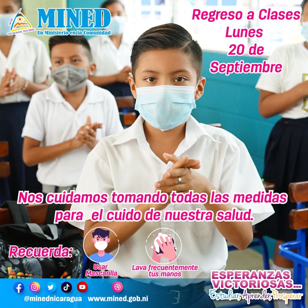Regreso a clases en todos los Centros Educativos del municipio , manteniendo el protocolo de higiene y prevención ante el COVID-19.

🗓 Lunes, 20 de septiembre 2021