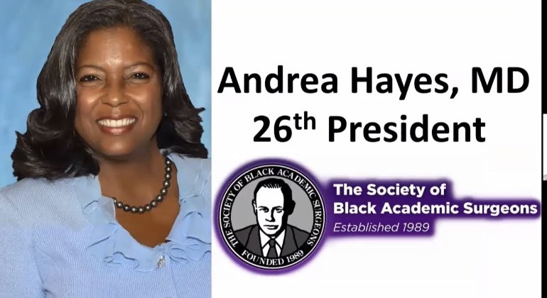Society of Black Academic Surgeons (@societyofbas) on Twitter photo Our amazing Past President Dr. <a href="/AndreaHayesMD/">Andrea A. Hayes, MD</a> is giving a PHENOMENAL presidential address! From being denied a peds surgery fellowship 3 TIMES to LITERALLY creating standards of care in pediatric oncology to the 1st woman chair <a href="/HowardUGenSurg/">HU Department of Surgery</a>! What an INSPIRATION! #SBAS2021WashU Our amazing Past President Dr. <a href="/AndreaHayesMD/">Andrea A. Hayes, MD</a> is giving a PHENOMENAL presidential address! From being denied a peds surgery fellowship 3 TIMES to LITERALLY creating standards of care in pediatric oncology to the 1st woman chair <a href="/HowardUGenSurg/">HU Department of Surgery</a>! What an INSPIRATION! #SBAS2021WashU