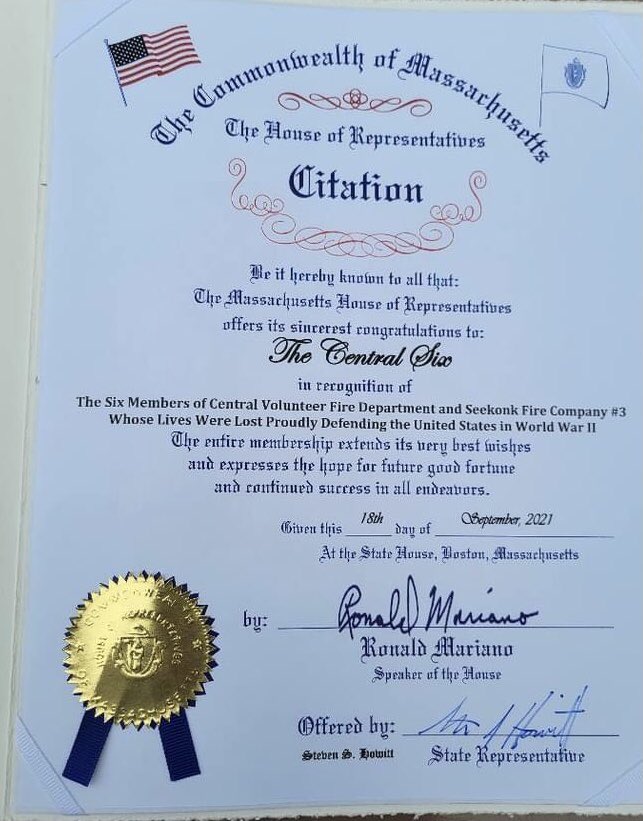 HowittStateRep's tweet image. With Senator Paul Feeney and Seekonk&apos;s own NH Representative, George Sykes III, remembering the Central Six at the Seekonk Fire Museum today.