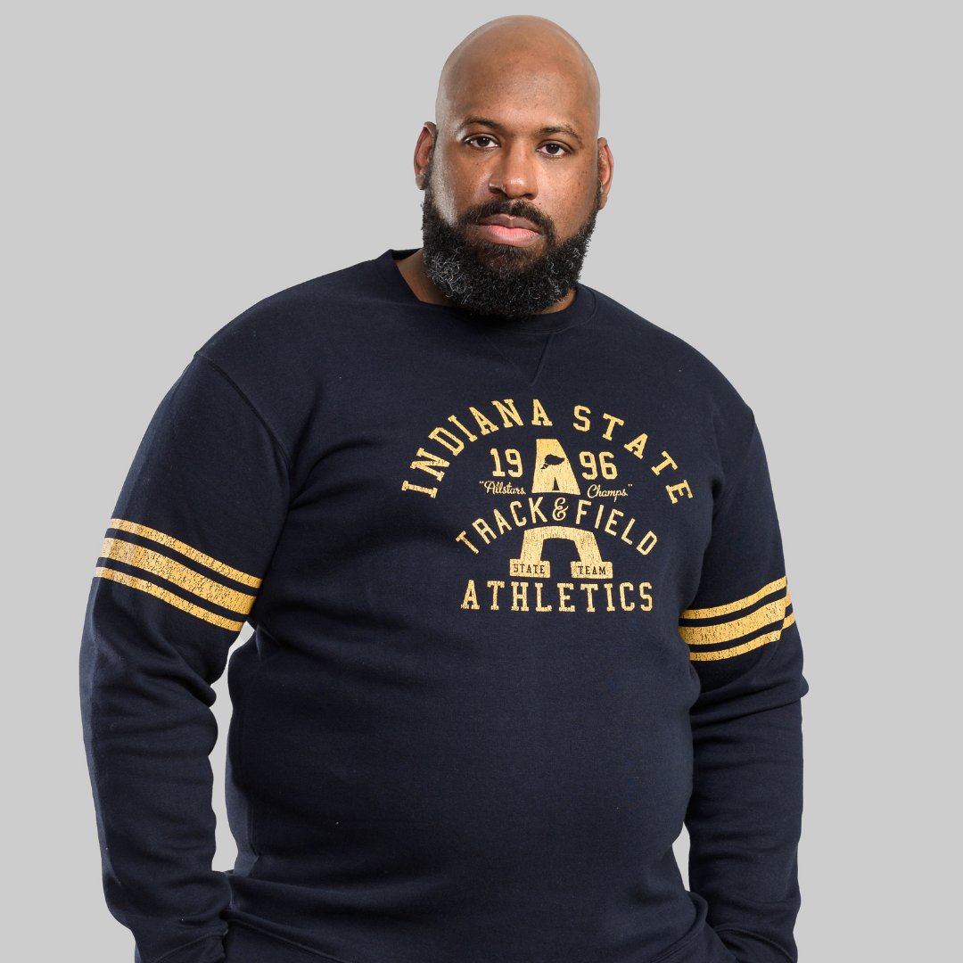 LargeAndTall's tweet photo. Become a trendsetter in our 'Duke Charlestown Indiana State Print Sweat Top - Navy' - Available now in sizes 3XL-8XL 👍 https://t.co/Kvm2fnAtQr https://t.co/9Gf32ouLEv