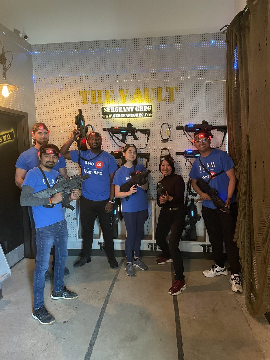 Team Whitehorse gearing up for a friendly game of laser tag.