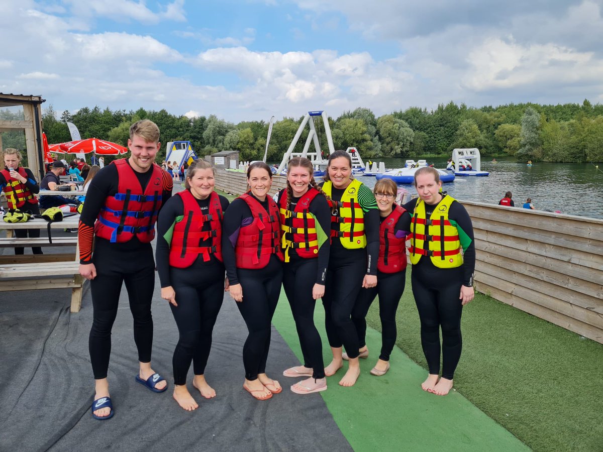 surgerypt's tweet image. Team well-being day well spent at Springlakes! Thank you @UHDBWellbeing team. Think we will all need physio tomorrow 😂 #teamwork #splashtime #DOMS