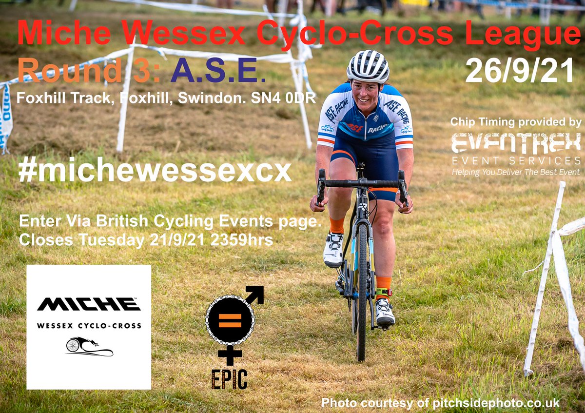 WessexCX's tweet photo. Ready for #michewessexcx Round 2 in #Swindon tomorrow? (Your live timing link is here: https://t.co/IsSLggIeSO)
Well, Round 3 is in Swindon too!! 😁
Entry link 👉 https://t.co/BYVxa6h6ka
#probablythebestcxleagueintheworld #cx #crossisboss #cyclocross https://t.co/TEbgPX0kZb