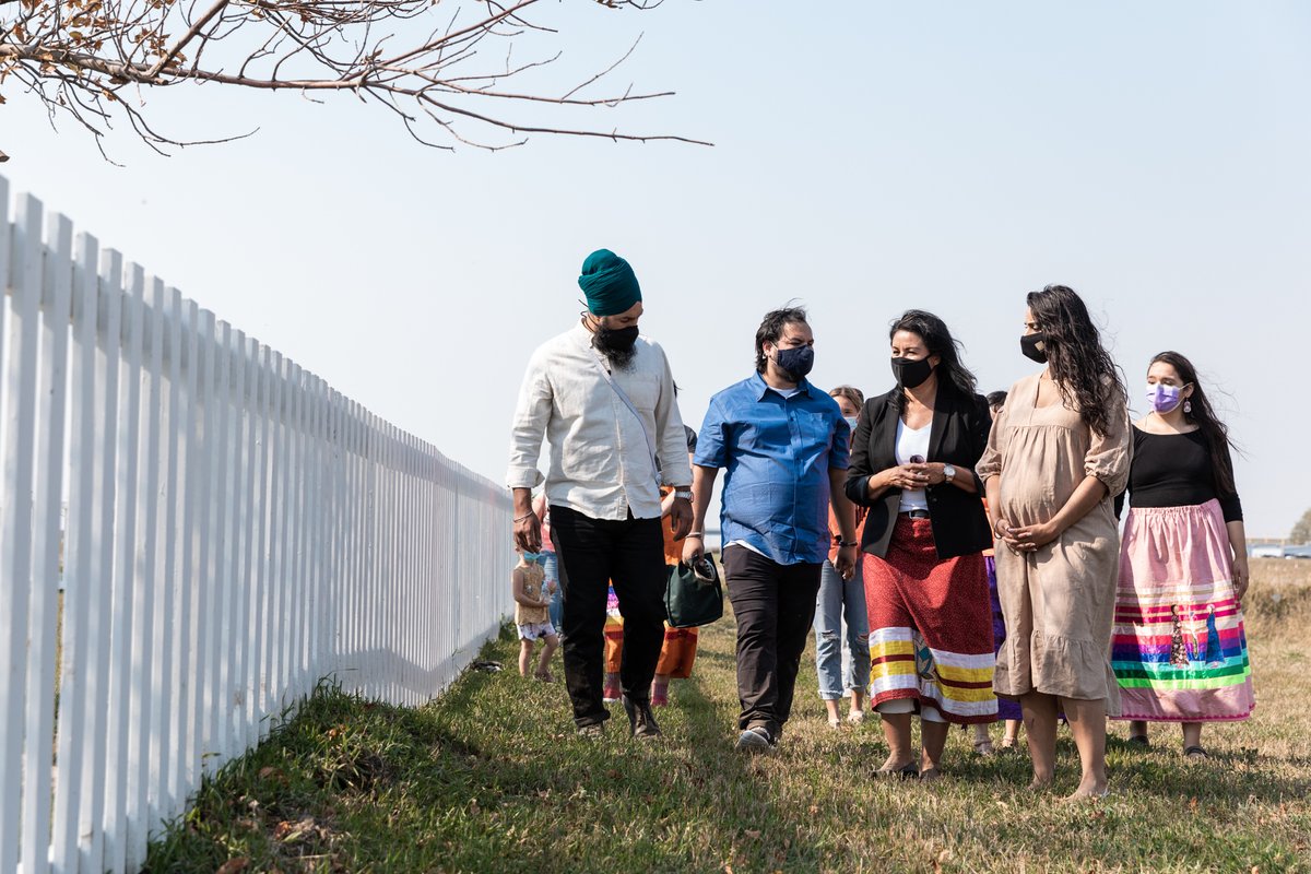 theJagmeetSingh's tweet photo. I'm honoured to have been invited today to the Regina industrial Indian Residential school cemetery to pay my respects.

The Indigenous children laid to rest here – and across the country – were cruelly and unjustly denied a future.

We must seek real justice for these children. https://t.co/u4xqGyPKFK