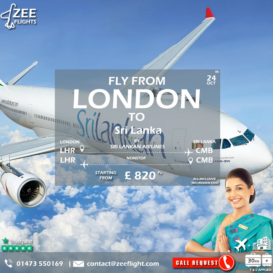 zeeflight's tweet image. Cheap Flights from London to Sri Lanka.

✆ : 014 735 50169.
✉: contact@zeeflight.com.
Web: zeeflight.com.

Tags: #airtickets #travel #cheapflights #hotelbooking #flights #UnitedKingdom 
#airfare #flighttickets #travelgram #travelagency #morocco #ipswhich #IP14AS.