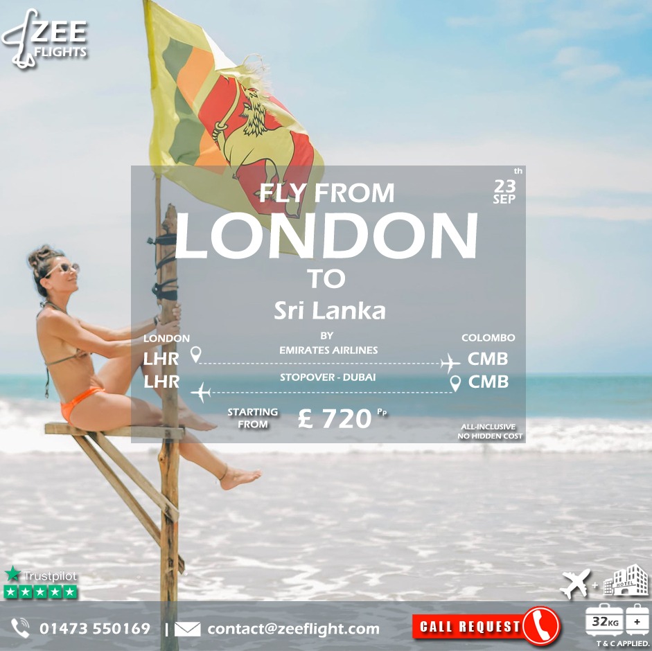 zeeflight's tweet image. Cheap Flights from London to Sri Lanka.

✆ : 014 735 50169.
✉: contact@zeeflight.com.
Web: zeeflight.com.

Tags: #airtickets #travel #cheapflights #hotelbooking #flights #UnitedKingdom 
#airfare #flighttickets #travelgram #travelagency #morocco #ipswhich #IP14AS.