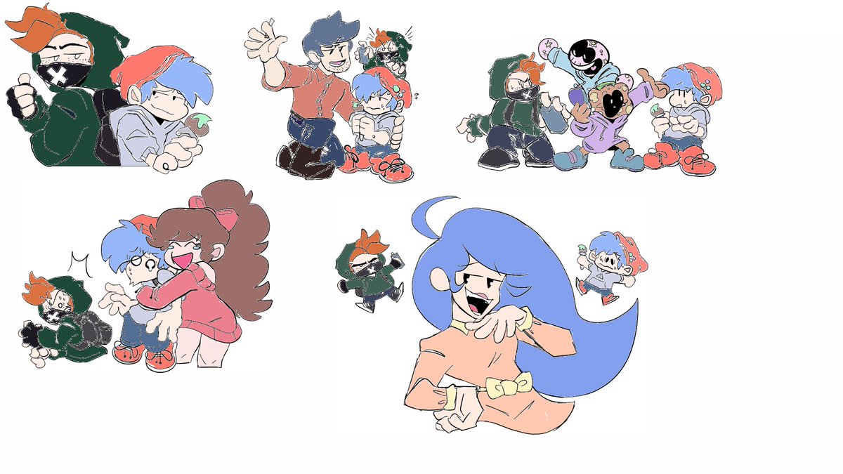 R0seyRexBl0ssom's tweet image. So I colored in these
I might fill in the white spots in the characters later but I’m lazy
#SoftModFNF #SoftModAU #fridaynightfunkin #fnfsoft