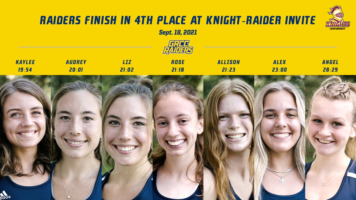 GRCCAthletics's tweet image. Kaylee Scott and Audrey Meyering lead @xcraider women to a 4th place finish at the Knight-Raider Invite on Saturday.