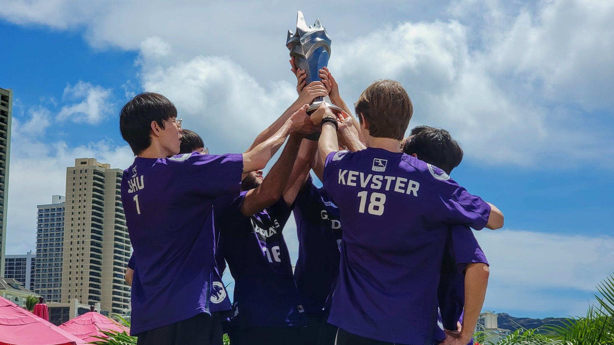Moth and Los Angeles Gladiators with Trophy
